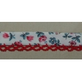 Biais picot liberty dentelle rouge sur fond écru