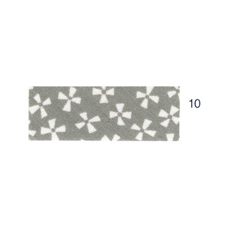 Biais Motif : Fleurs stylisées sur fond Gris