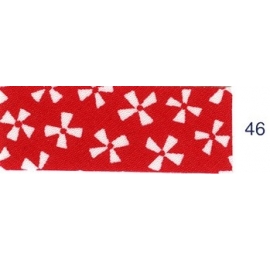 Biais Motif : Fleurs stylisées sur fond Rouge