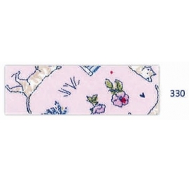 Biais motif chat rose 330