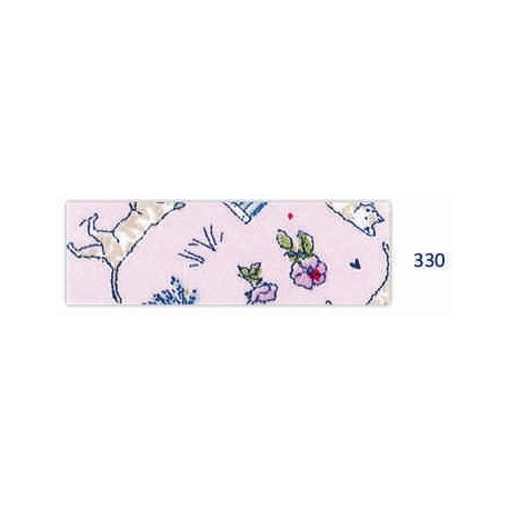 Biais motif chat rose 330