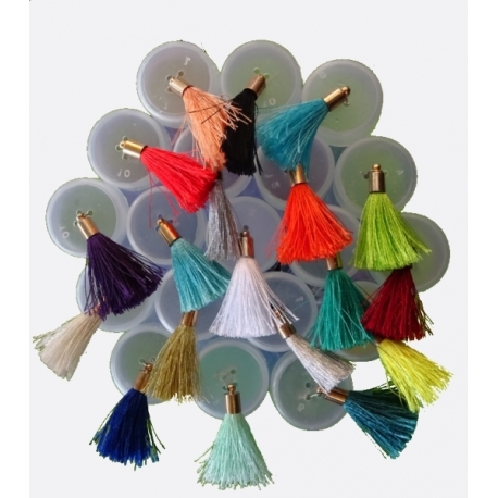 Pompon floche unie sertie tête laiton 