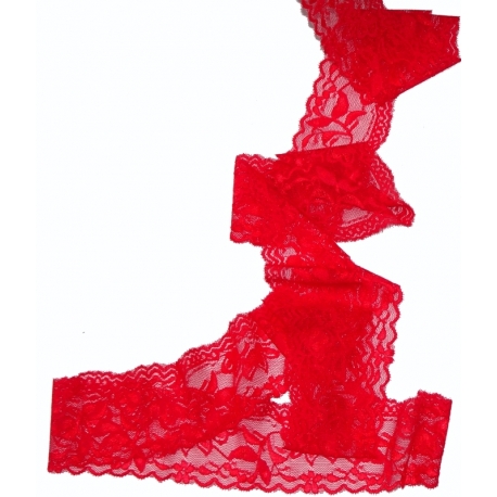 Dentelle élastique rouge de 55 mm de large