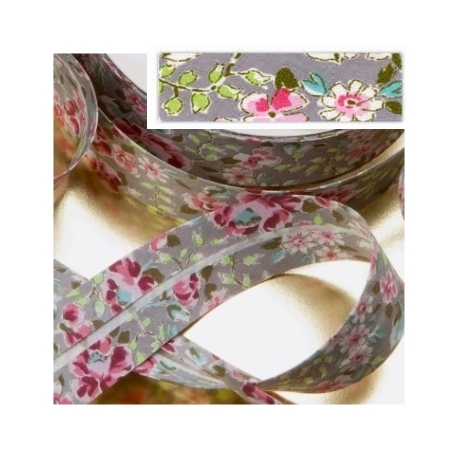 Biais motif fleurs sur fond gris