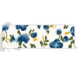 Biais aux petites fleurs bleus. 100% coton. Made in CEE.