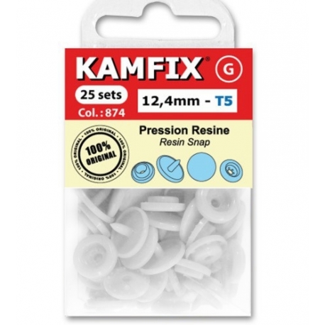 Boutons pressions 12,4mm Kamfix Blanc