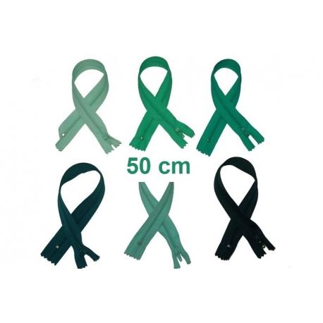 Fermeture 50cm : les verts et kakis pour jupes et pantalons