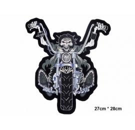 Écusson Motorcycle Squelette motard noir