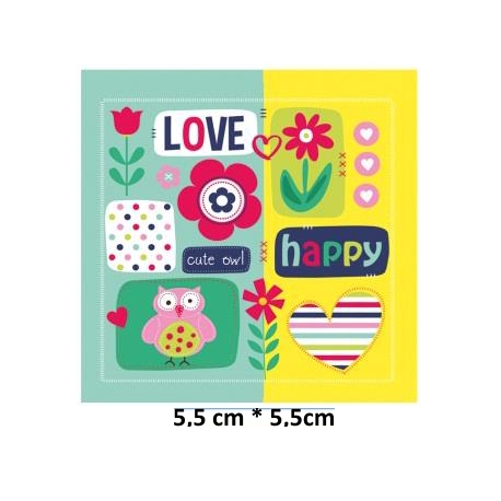 Écusson Love Happy Fleurs hibou