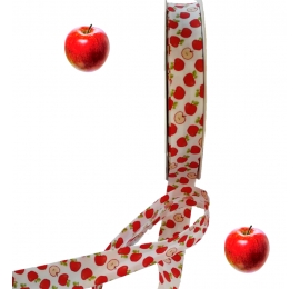 Biais imprimé motif : pommes rouges