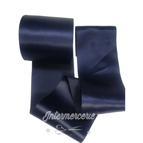 Ruban Large Satin Monoface Bleu marine