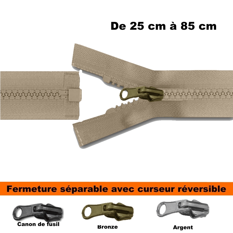 1 fermeture éclair dmc beige 2203 - 22cm - non séparable , maille