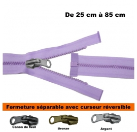 Fermeture séparable réversible Ruban MAUVE