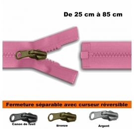 Fermeture éclair boucle métal dorée fantaisie non séparable 30cm coloris  marine