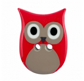 Bouton enfant layette hibou Rouge