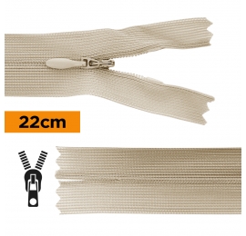 Fermeture invisible 22 cm beige