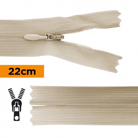 Fermeture invisible 22 cm beige