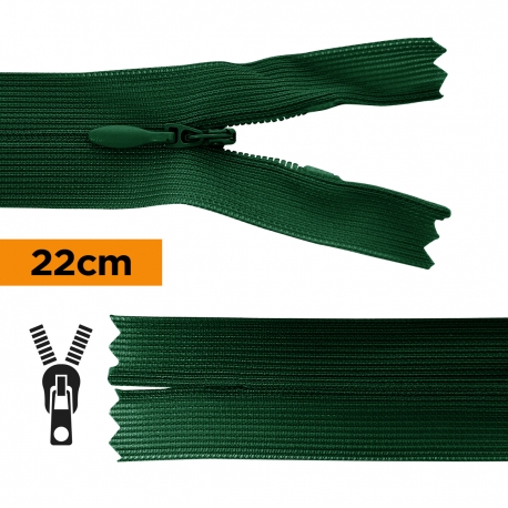 Fermeture invisible 22 cm vert bouteille