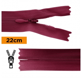 Fermeture invisible 22 cm bordeaux