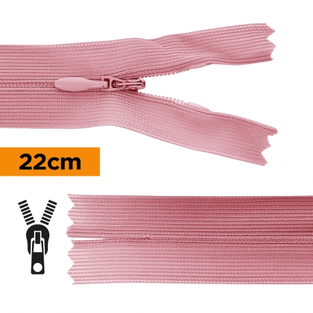 Fermeture invisible 22 cm vieux rose