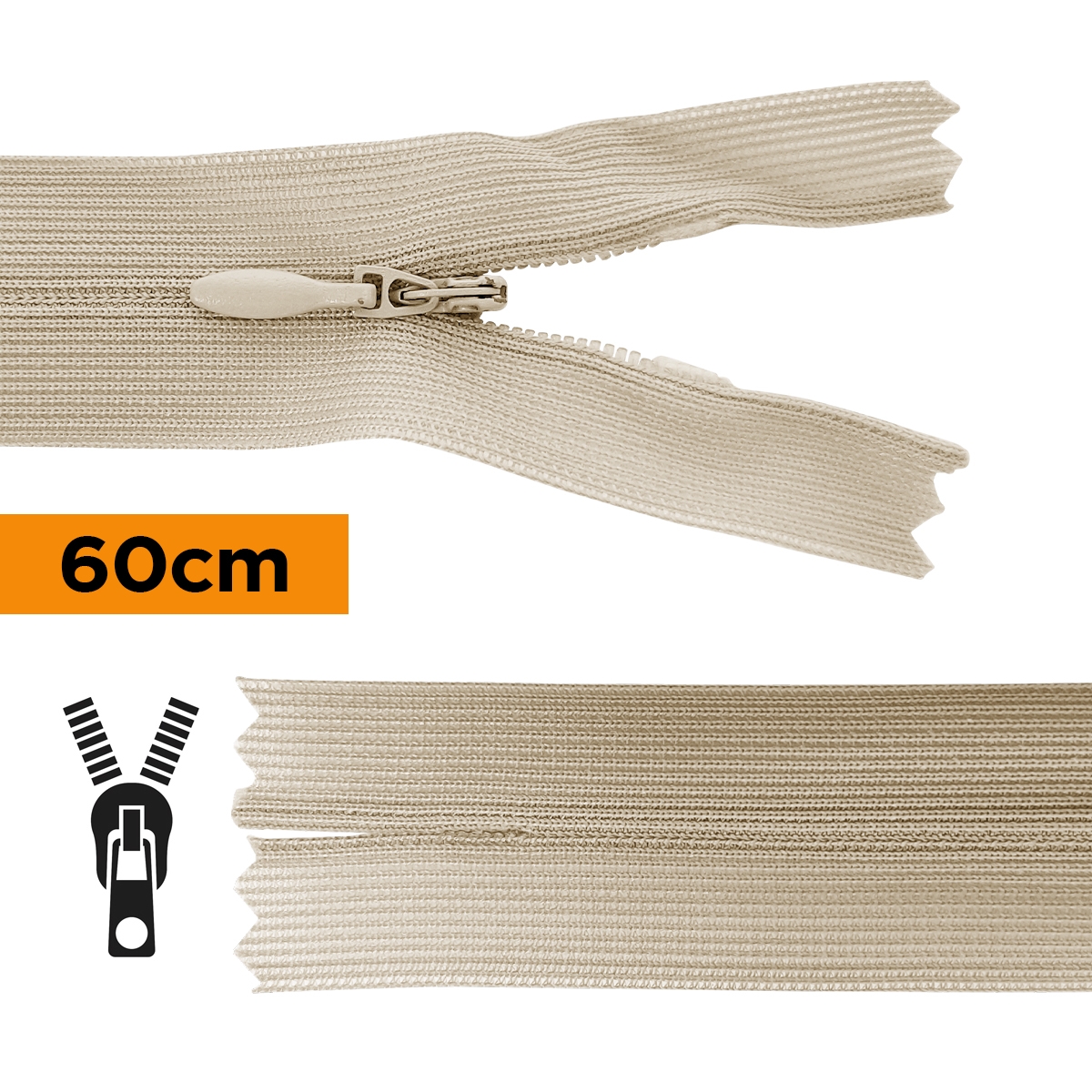 Fermeture blanche à glissière invisible 22 cm col 501 - Tissus Price