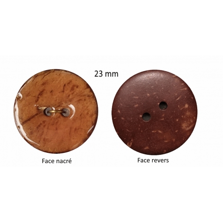 Bouton coco nacré 2 trous Marron