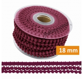 Galon pompons 2 rangs Aubergine