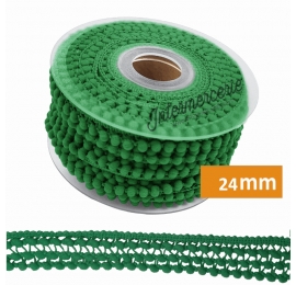 Galon pompons 3 rangs Vert