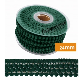 Galon pompons 3 rangs Vert bouteille