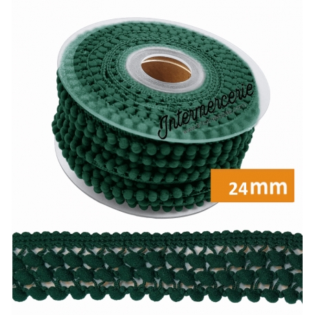 Galon pompons 3 rangs Vert bouteille