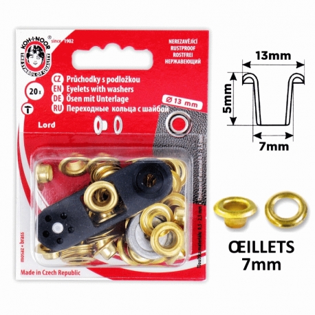 Oeillets 7/12 Bronze , Doré , Argenté , Vieux Nickel Oeillets 7mm