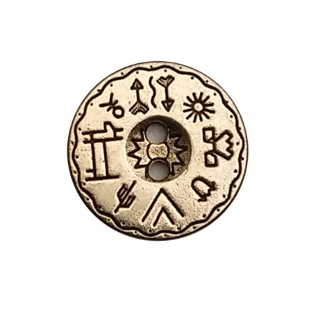 Bouton métal doré hiéroglyphes
