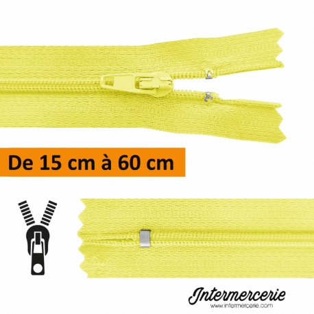 Fermeture éclair, jupe, robe, pantalon de 15 à 60 cm Jaune citron