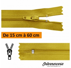 Fermeture éclair, jupe, robe, pantalon de 15 à 60 cm Jaune fenouil