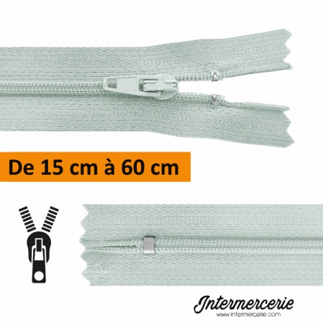 Fermeture éclair, jupe, robe, pantalon de 15 à 60 cm Gris acier