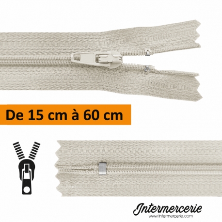 Fermeture éclair, jupe, robe, pantalon de 15 à 60 cm Dune écru