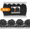 Guipure feuille noir