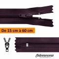 Fermeture Aubergine , jupe, robe, pantalon 15 à 60 cm