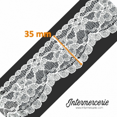 Dentelle nylon 35 mm Blanc