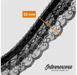 Dentelle nylon triple 50 mm noir
