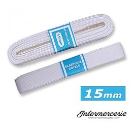 Elastique plat rigide 15 mm blanc