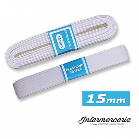 Elastique plat rigide 15 mm blanc