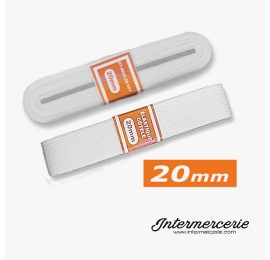 Elastique plat rigide 20 mm blanc