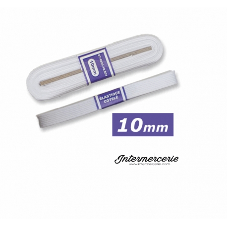Elastique plat rigide 10 mm blanc