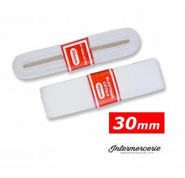Elastique plat rigide 30 mm blanc