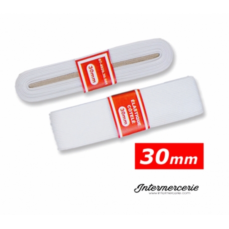 Elastique plat rigide 30 mm blanc