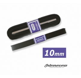 Elastique plat rigide 10 mm noir