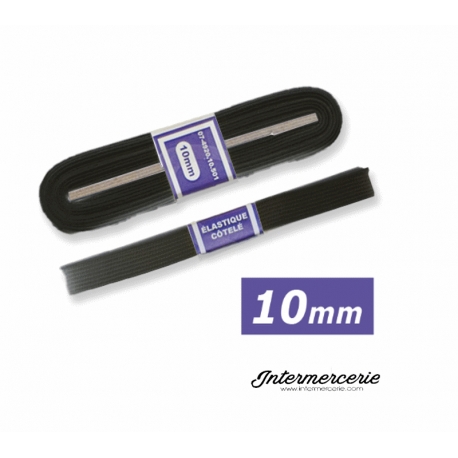 Elastique plat rigide 10 mm noir