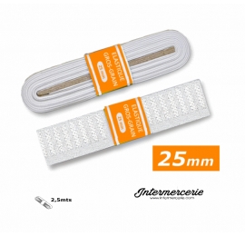 Elastique gros grain 25 mm blanc