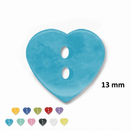 Bouton enfant layette Coeur Bleu lagune